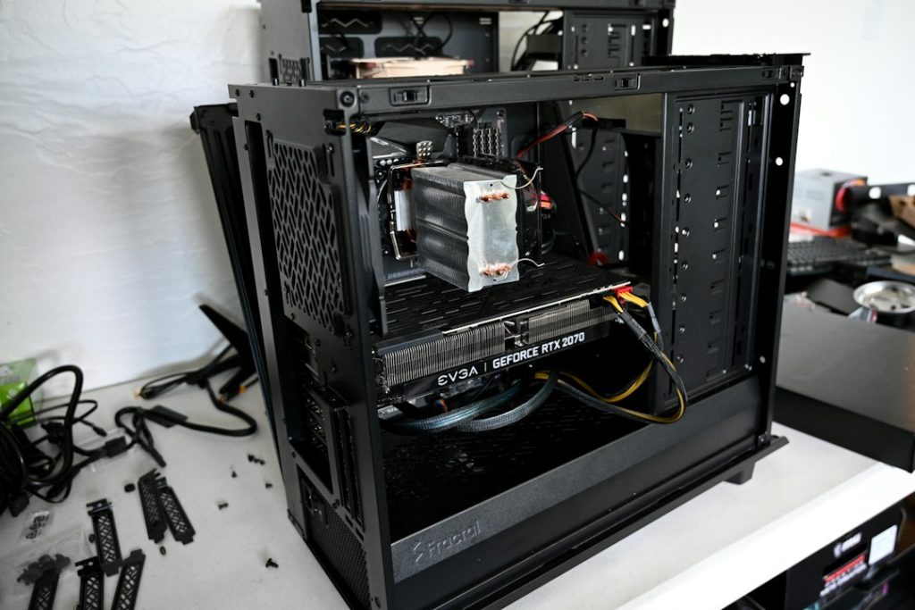Internal components of a desktop computer