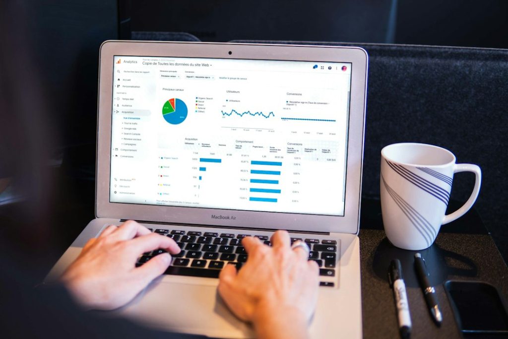 Business analytics report displayed on a laptop screen