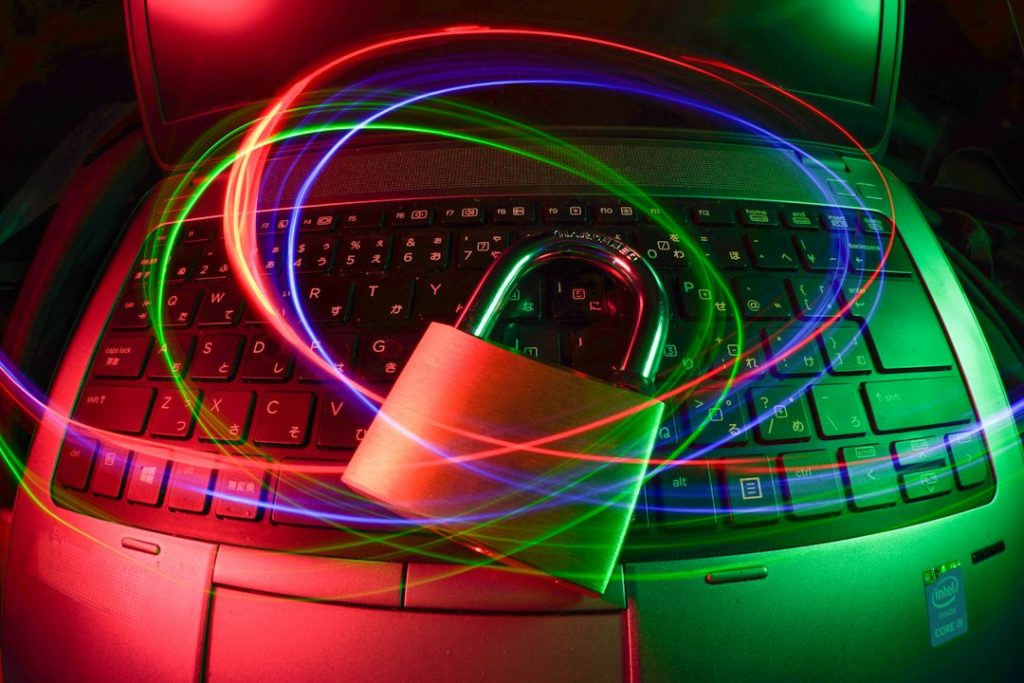 Cybersecurity laptop representing secure access to sensitive online accounts